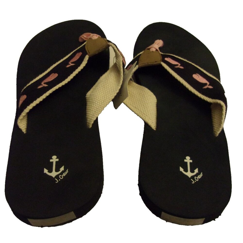 J. Crew Factory Flip Flops Whales Fabric Straps Cushioned. Size 7 New Women - Picture 3 of 5